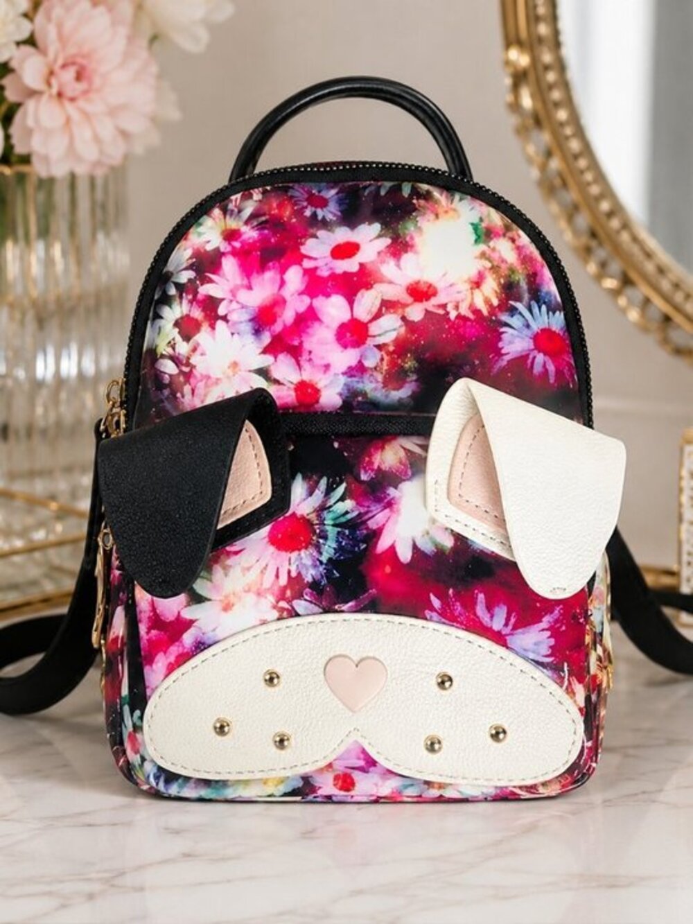 Betsey Johnson Floral Puppy Dog Mini Backpack NWT